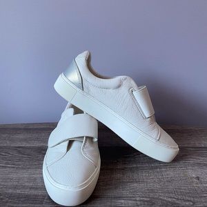 UGG White Leather Velcro Sneakers
